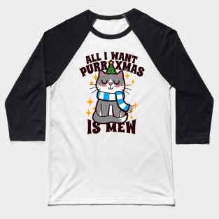 Funny Cute Christmas Song Inspired Cute Kawaii Cat Gift For Cat Lovers Baseball T-Shirt